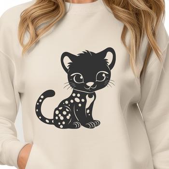 A sitting wild cat with distinctive markings and coloring, suitable for various graphic design applications.