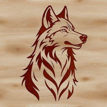A detailed illustration of a wolf's head in a vector format.