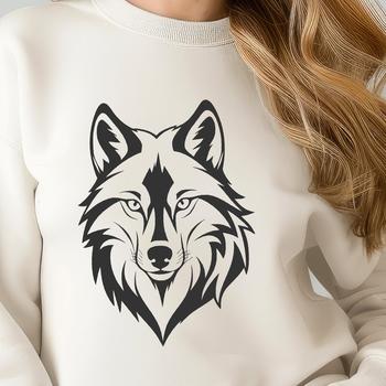 A wolf's head is depicted in this vector illustration, suitable for various design projects.