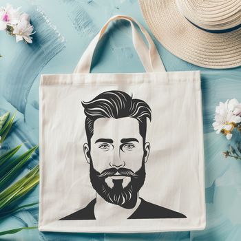 A vector illustration of a bearded male figure.