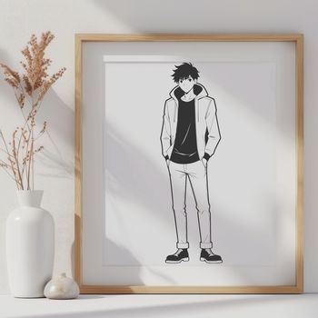 A male figure created using vector art, suitable for various design applications including cutting machines like Cricut.