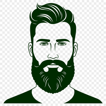 Male figure with facial hair depicted in vector art style.