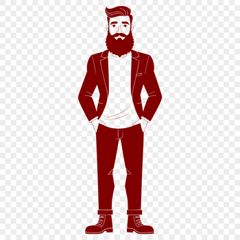 A male figure with a beard made from vector lines.