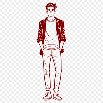 An illustration of a male figure in various formats including SVG, PNG, PDF, and DXF.