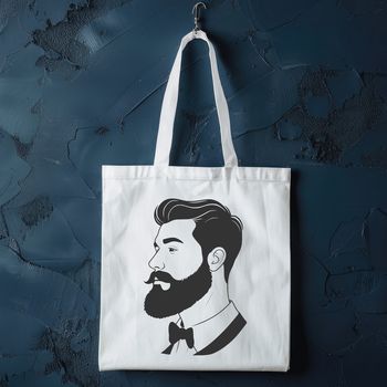 A stylized illustration of a male figure with facial hair.