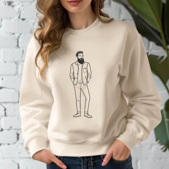 A simple line drawing of a male figure with a stylized beard, suitable for vector art designs.