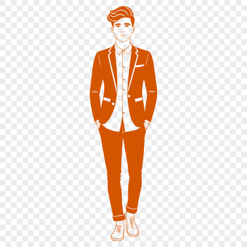 A digital illustration of a male figure created using vector graphics.