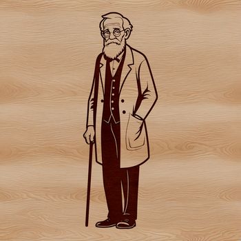 A vector graphic illustration of a male figure in profile.