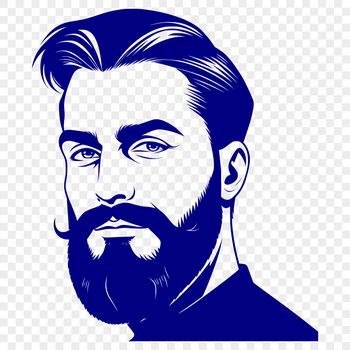 A detailed illustration of a mature man with a long beard.