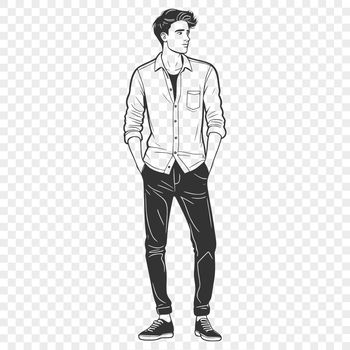 A simple illustration of a male figure with basic outlines and shapes, suitable for vector art design.