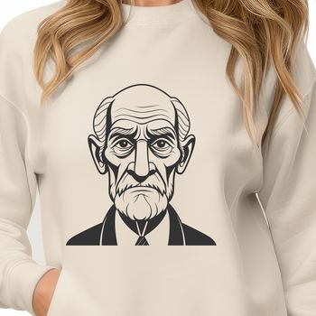 A clean line drawing of a mature man represented in SVG format.