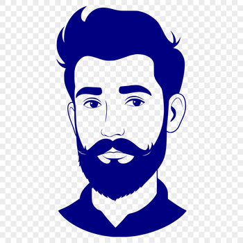 A simple illustration of a mature male figure with a well-groomed beard.