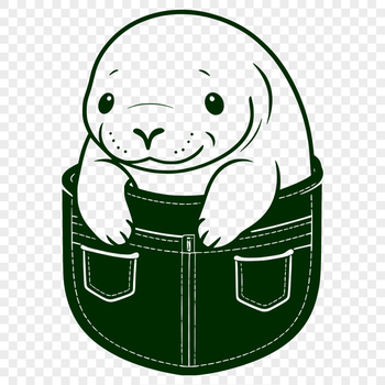 A detailed illustration of an adult manatee swimming in water.