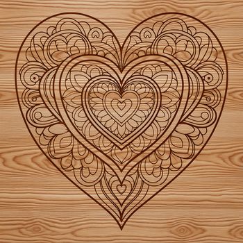 A intricately designed vector mandala heart featuring a mix of shapes and patterns.