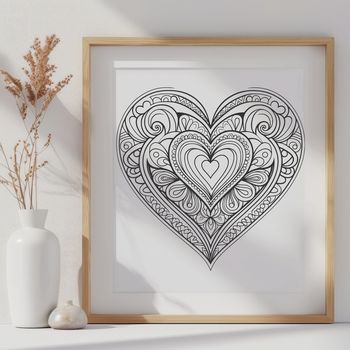 A stylized heart design featuring intricate mandala patterns in a vector format.