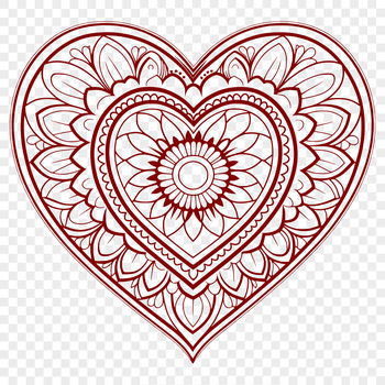 A intricately designed mandala heart with geometric patterns, perfect for vector art projects.