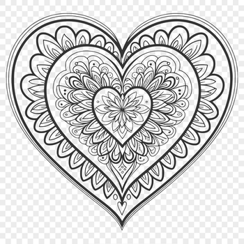 A colorful and intricate mandala design featuring a heart shape, suitable for cutting machines like Cricut or laser cutting.