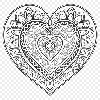 Mandala heart design featuring intricate patterns and shapes, suitable for vector graphics and cutting machine projects.