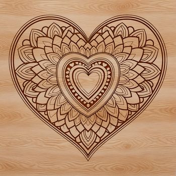 A colorful mandala design featuring a stylized heart shape, suitable for vector graphics and cutting machine projects.