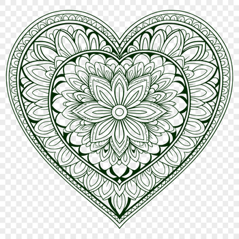 A symmetrical design featuring interconnected patterns within a heart shape.