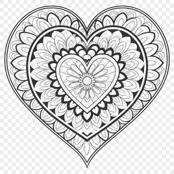 A geometric mandala design featuring a heart shape at its center.
