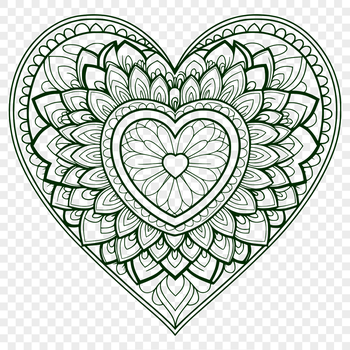 A geometric mandala design featuring a stylized heart shape, suitable for vector graphics and digital crafting.