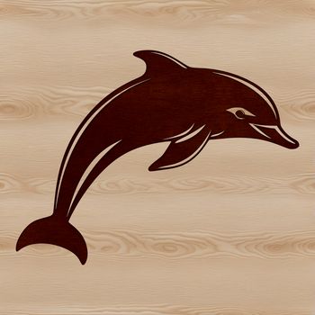 Illustration of a dolphin in the ocean, featuring a marine mammal commonly found in saltwater habitats.