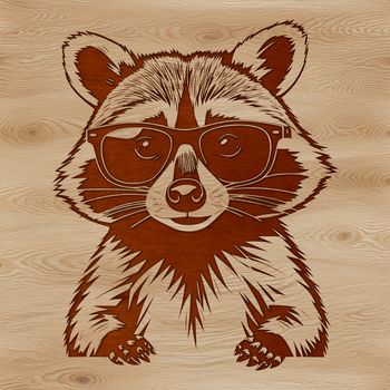 A cartoon raccoon wearing sunglasses in a simple vector design.
