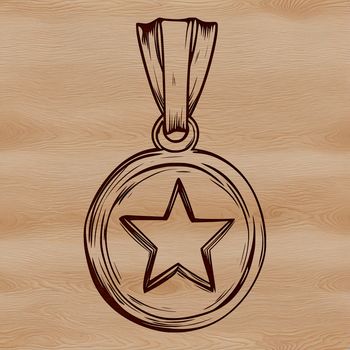 A digital illustration of a medal designed as vector art.