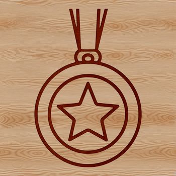 A simple medal design made up of lines and shapes, suitable for various uses such as clip art and vector art.