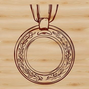 A simple medal design with a circular shape and a raised center, suitable for various applications.