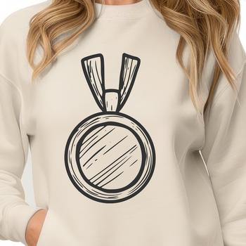A simple medal design with a circular shape and ornate details.