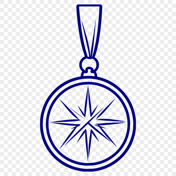 A medal design featuring a circular shape with a ribbon and pendant details, suitable for vector art projects.