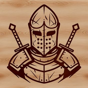 A medieval knight's head silhouette in vector design for digital crafting and cutting.