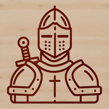 An illustration of a knight from a medieval fantasy setting, depicted as a vector graphic image.