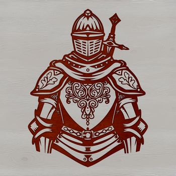 Medieval armor-clad knight character for fantasy designs and crafts.
