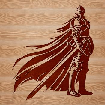 A medieval-style knight silhouette with armor and sword, suitable for digital art and crafts.