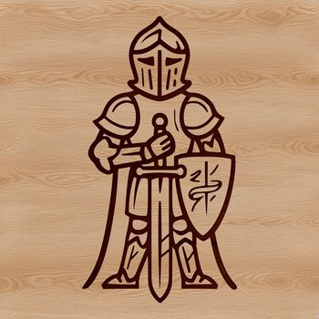 A medieval knight in armor with sword and shield, designed as a vector art illustration suitable for various uses.