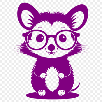 A possum character wearing glasses in a vector illustration format.