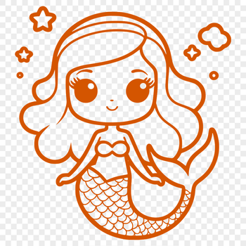 A detailed illustration of a mythical mermaid with flowing hair and tail.