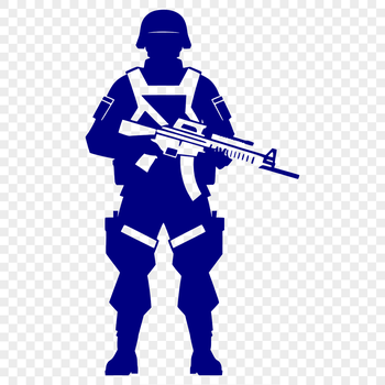 A digital illustration of a male soldier in uniform, suitable for vector-based design projects.