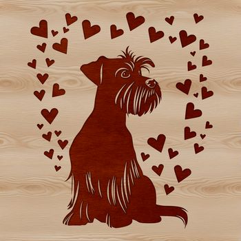Miniature Schnauzer dog breed illustration with hearts.