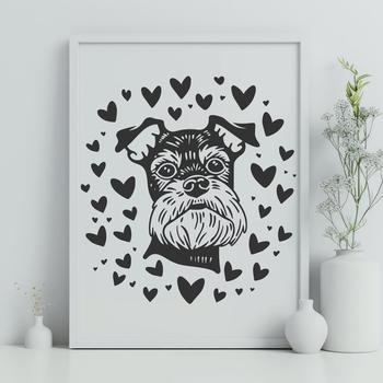 A small dog breed with a distinctive beard and eyebrows, suitable for personal or commercial projects.