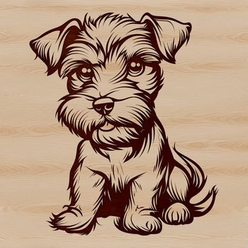A portrait of a small, bearded dog with a calm expression.