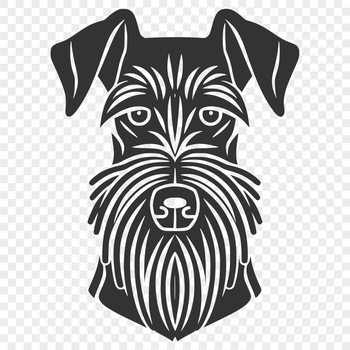 A vector illustration of a small dog breed, the Miniature Schnauzer, shown from its head perspective.