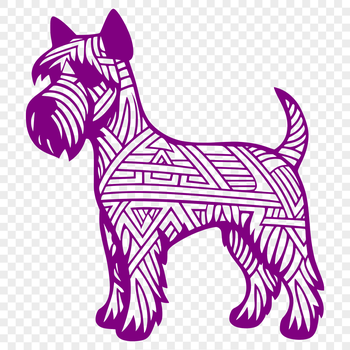 Illustration of a full-body miniature schnauzer dog standing on all fours.