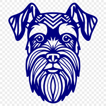 A detailed illustration of a Miniature Schnauzer's head, suitable for vector design and customization.
