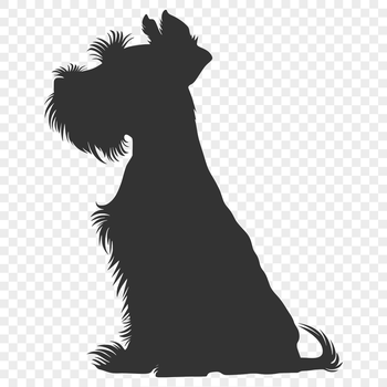 A clear silhouette illustration of a sitting miniature dog breed.