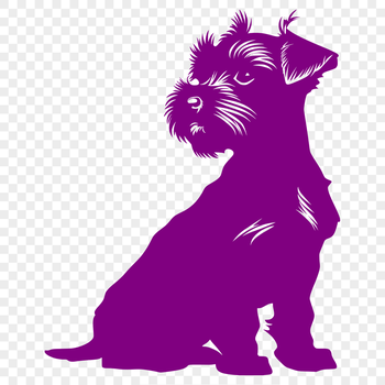 Vector representation of a happy miniature schnauzer in a full-body pose, ideal for use as clip art or stencil designs.