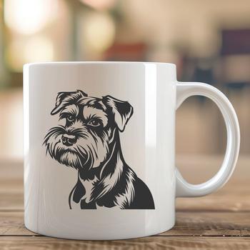 A portrait illustration of a Miniature Schnauzer's head, ideal for pet owners or designers looking for vector art.